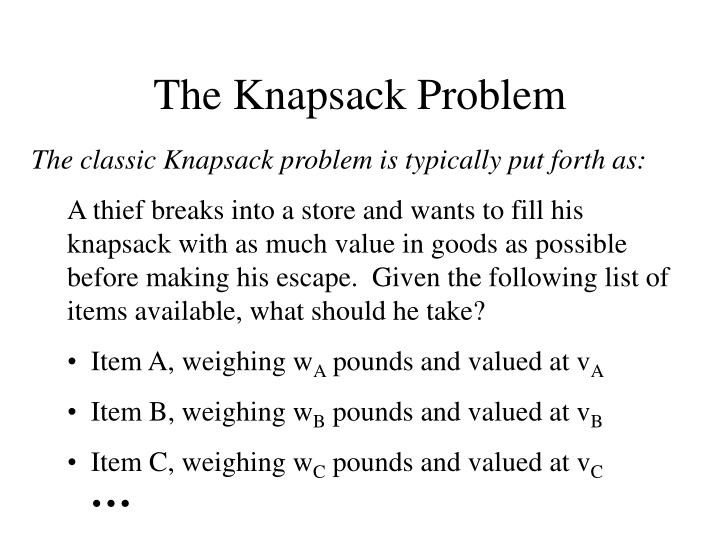 the knapsack problem