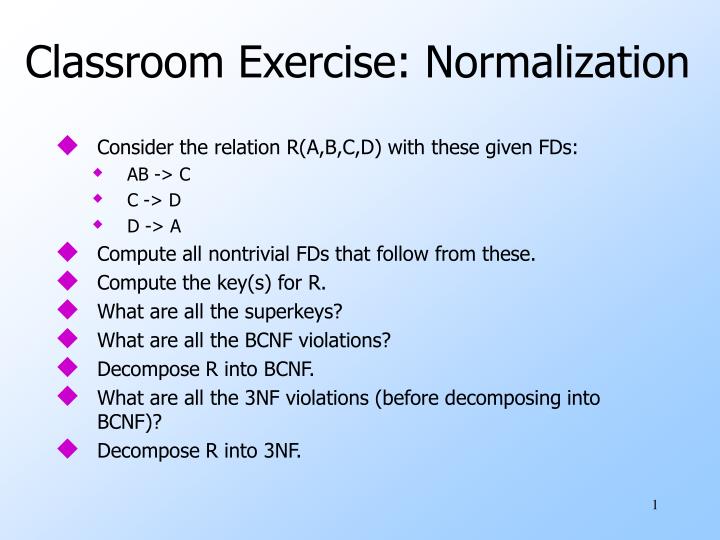 classroom exercise normalization