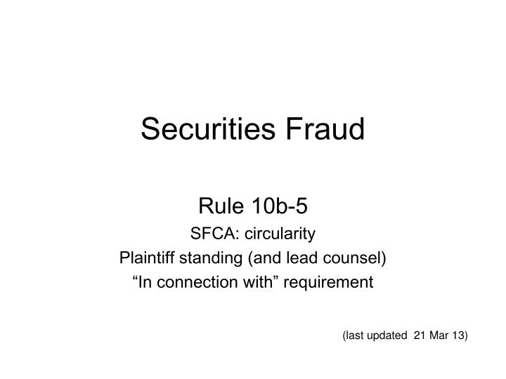 securities fraud