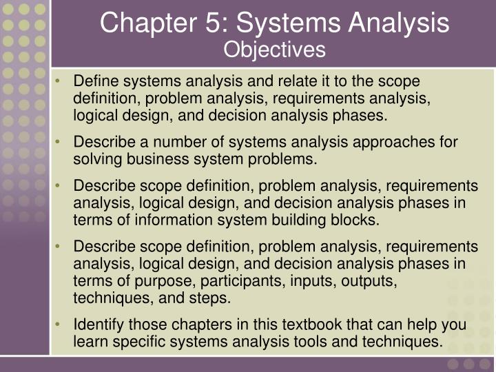 chapter 5 systems analysis objectives