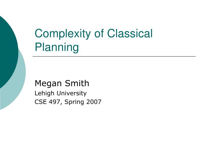 complexity of classical planning