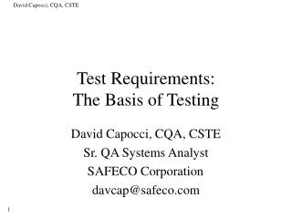 Test Requirements: The Basis of Testing