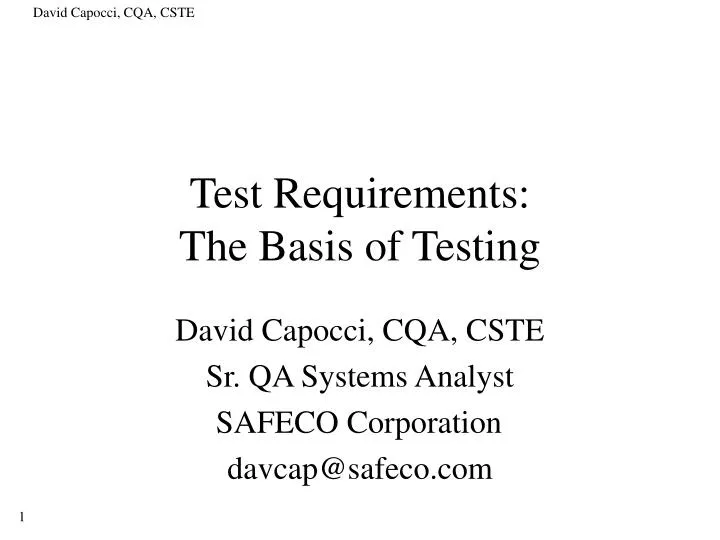 test requirements the basis of testing