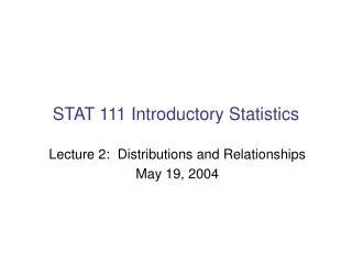 STAT 111 Introductory Statistics