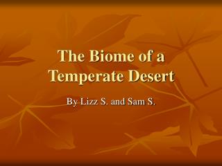 The Biome of a Temperate Desert