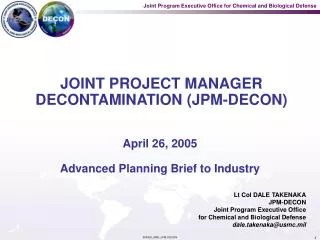 JOINT PROJECT MANAGER DECONTAMINATION (JPM-DECON)