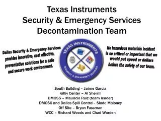 Texas Instruments Security &amp; Emergency Services Decontamination Team