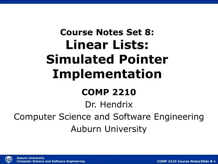 course notes set 8 linear lists simulated pointer implementation