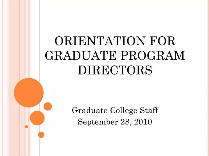 orientation for graduate program directors