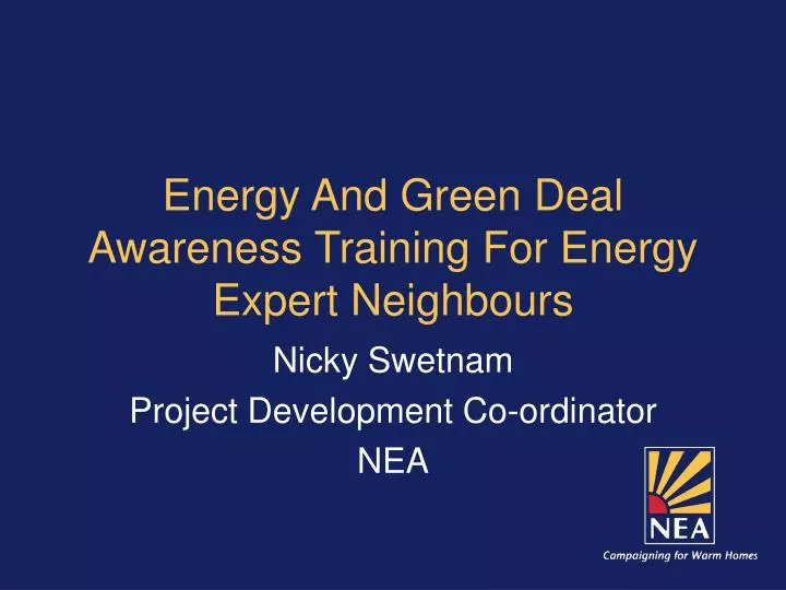 energy and green deal awareness training for energy expert neighbours