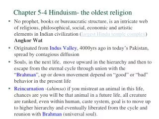 Chapter 5-4 Hinduism- the oldest religion
