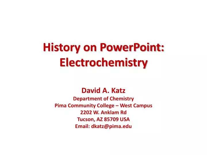 history on powerpoint electrochemistry
