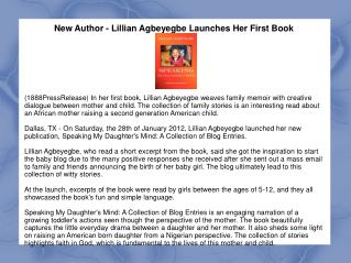 New Author - Lillian Agbeyegbe Launches Her First Book