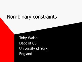 Non-binary constraints