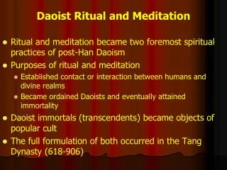 Daoist Ritual and Meditation