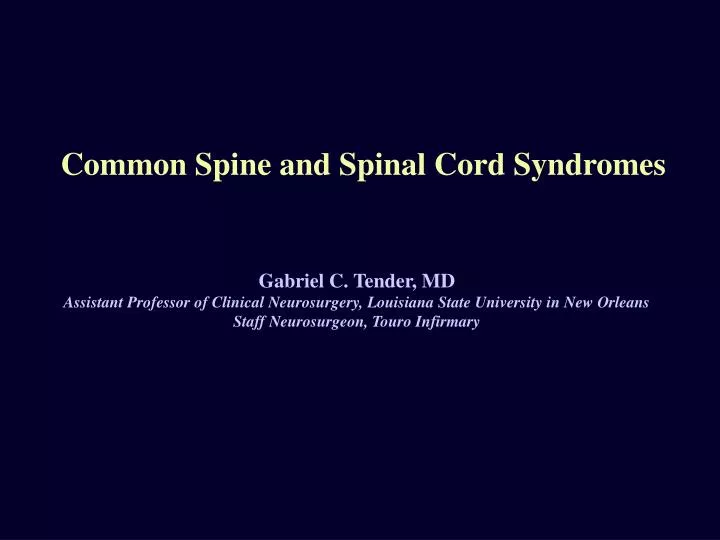 common spine and spinal cord syndromes