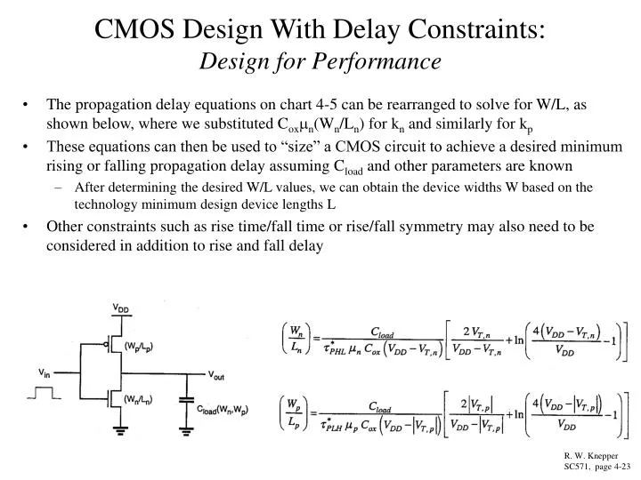 cmos design with delay constraints design for performance