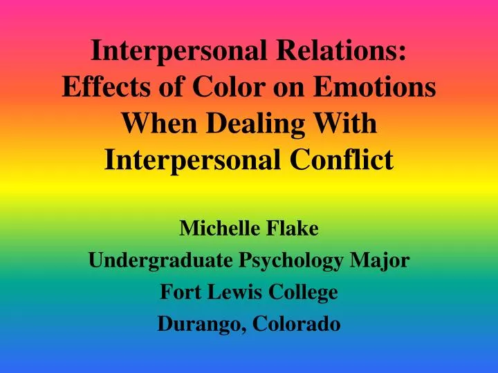 interpersonal relations effects of color on emotions when dealing with interpersonal conflict