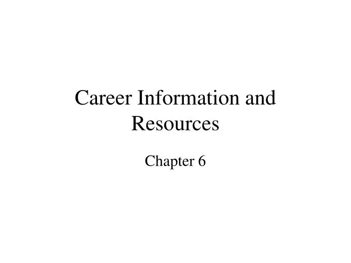 career information and resources