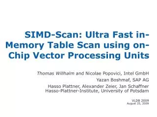 SIMD-Scan: Ultra Fast in-Memory Table Scan using on-Chip Vector Processing Units