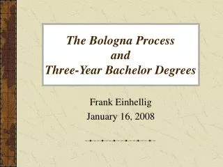 The Bologna Process and Three-Year Bachelor Degrees