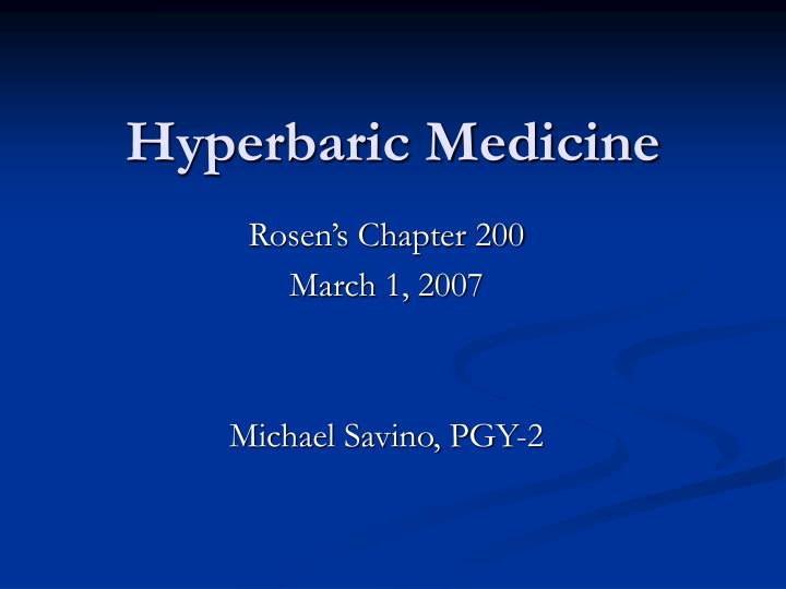 hyperbaric medicine