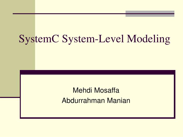 systemc system level modeling