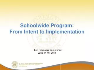 Schoolwide Program: From Intent to Implementation