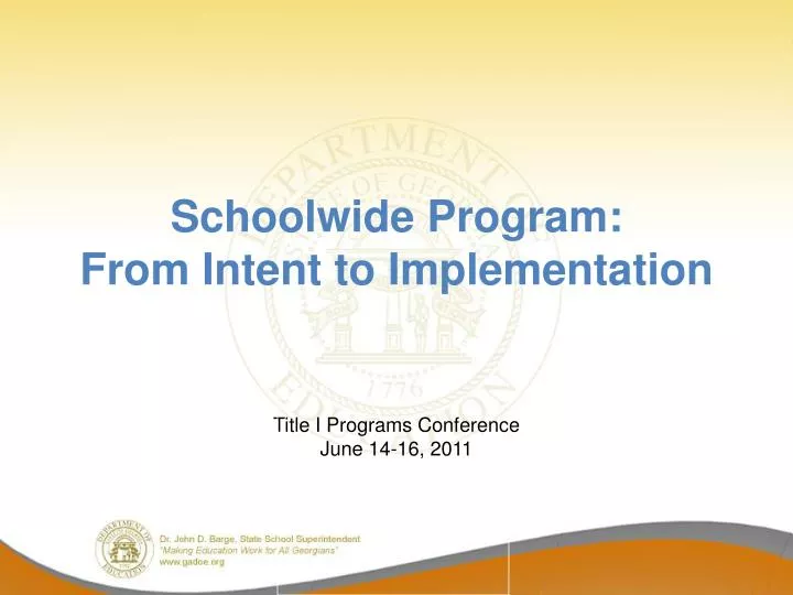 schoolwide program from intent to implementation
