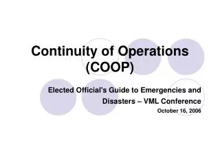 Continuity of Operations (COOP)