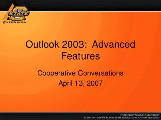 Outlook 2003: Advanced Features
