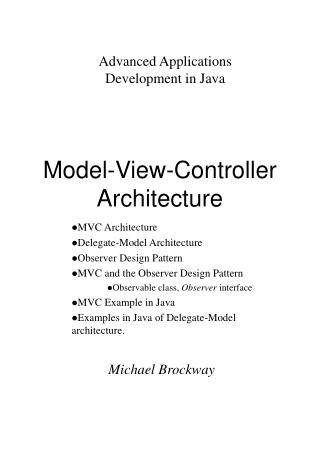 Model-View-Controller Architecture