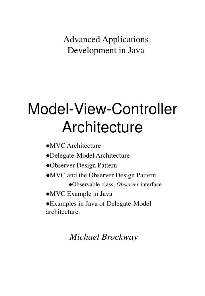 model view controller architecture
