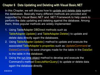 Chapter 6 Data Updating and Deleting with Visual Basic.NET