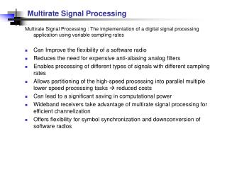 Multirate Signal Processing