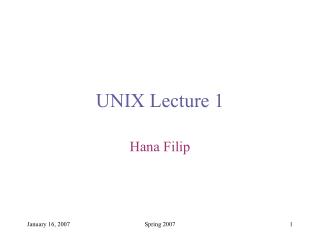 UNIX Lecture 1