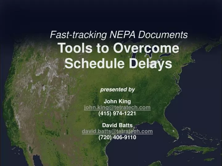 fast tracking nepa documents tools to overcome schedule delays