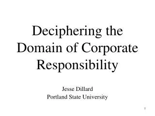 Deciphering the Domain of Corporate Responsibility