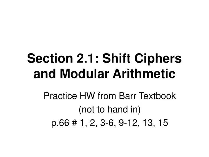 section 2 1 shift ciphers and modular arithmetic