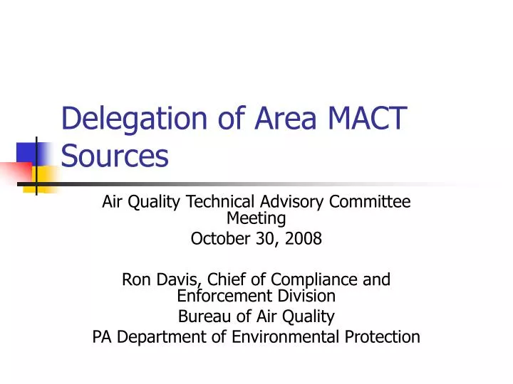 delegation of area mact sources