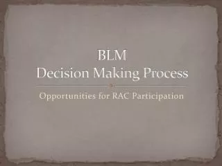 BLM Decision Making Process