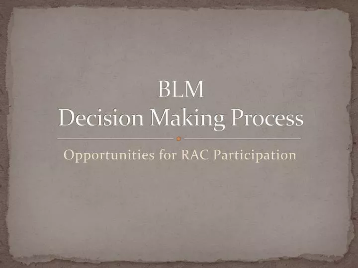 blm decision making process