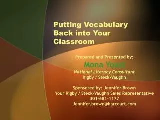 Putting Vocabulary Back into Your Classroom