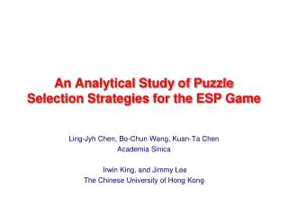 An Analytical Study of Puzzle Selection Strategies for the ESP Game