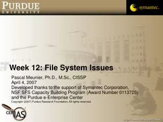Week 12: File System Issues