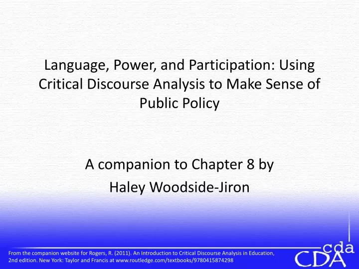 language power and participation using critical discourse analysis to make sense of public policy