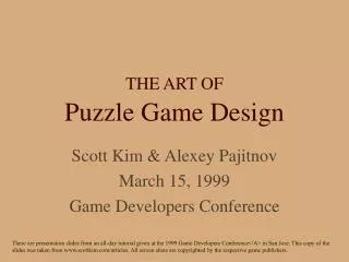 THE ART OF Puzzle Game Design