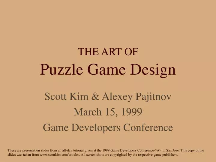 the art of puzzle game design