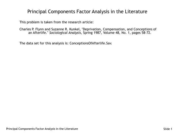 principal components factor analysis in the literature
