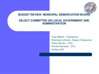 BUDGET REVIEW: MUNICIPAL DEMARCATION BOARD SELECT COMMITTEE ON LOCAL GOVERNMENT AND ADMINISTRATION